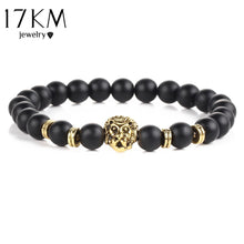 Load image into Gallery viewer, Black Lava Natural Stone Multi-Color Lion strand Bracelet