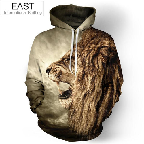 East Knitting Animal Hoodies Sweatshirt For Men 3D Print Hooded Pullover
