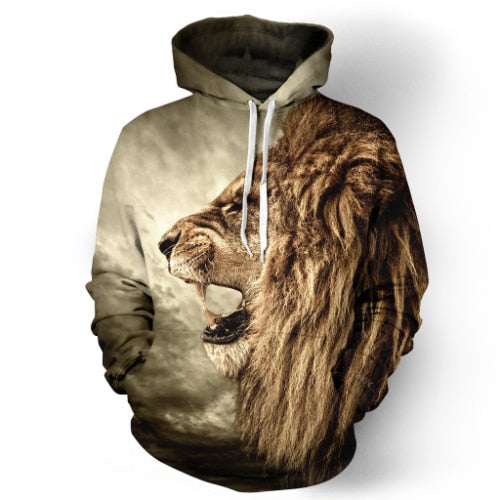 East Knitting Animal Hoodies Sweatshirt For Men 3D Print Hooded Pullover