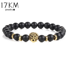 Load image into Gallery viewer, Black Lava Natural Stone Multi-Color Lion strand Bracelet
