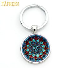 Load image into Gallery viewer, Vintage fashion men/women mandala glass key-chain Buddhism zen charm