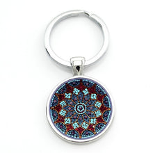 Load image into Gallery viewer, Vintage fashion men/women mandala glass key-chain Buddhism zen charm