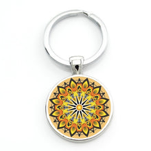 Load image into Gallery viewer, Vintage fashion men/women mandala glass key-chain Buddhism zen charm