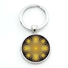 Load image into Gallery viewer, Vintage fashion men/women mandala glass key-chain Buddhism zen charm