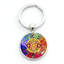 Load image into Gallery viewer, Vintage fashion men/women mandala glass key-chain Buddhism zen charm
