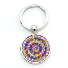 Load image into Gallery viewer, Vintage fashion men/women mandala glass key-chain Buddhism zen charm
