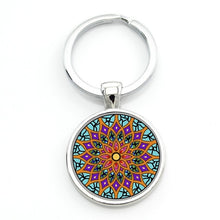 Load image into Gallery viewer, Vintage fashion men/women mandala glass key-chain Buddhism zen charm
