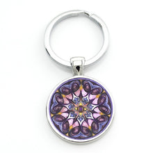 Load image into Gallery viewer, Vintage fashion men/women mandala glass key-chain Buddhism zen charm