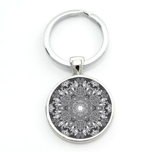 Load image into Gallery viewer, Vintage fashion men/women mandala glass key-chain Buddhism zen charm