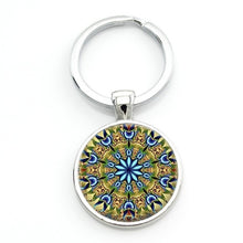 Load image into Gallery viewer, Vintage fashion men/women mandala glass key-chain Buddhism zen charm