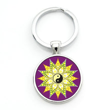 Load image into Gallery viewer, Vintage fashion men/women mandala glass key-chain Buddhism zen charm