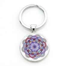 Load image into Gallery viewer, Vintage fashion men/women mandala glass key-chain Buddhism zen charm