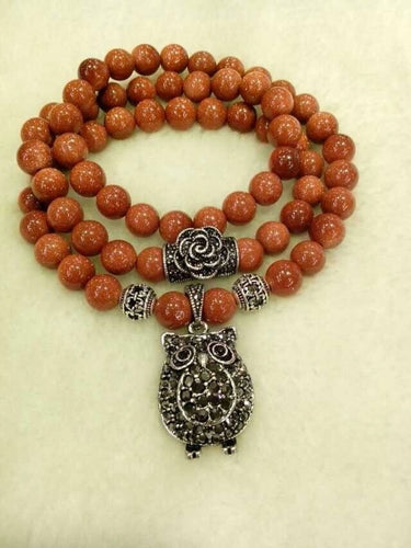 natural Golden sand crystal dripping enamel owl