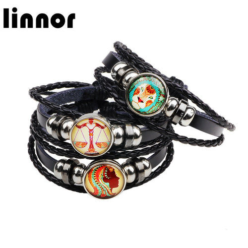 Ethnic Tribe Pattern 12 Constellations Bracelet Weave Rope