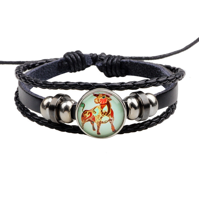 Ethnic Tribe Pattern 12 Constellations Bracelet Weave Rope