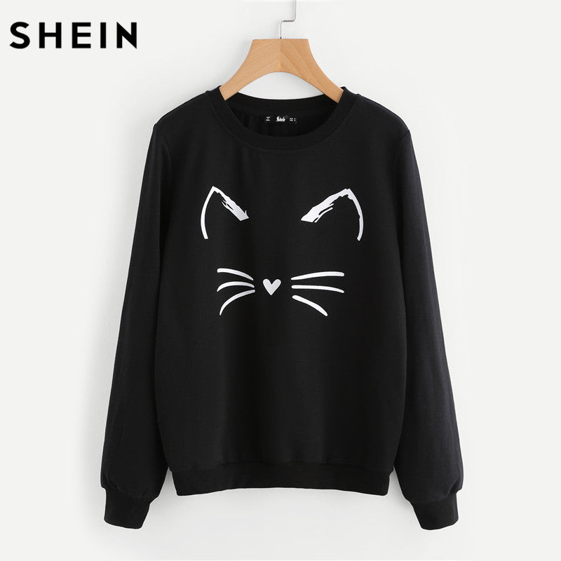 Shein black online sweatshirt