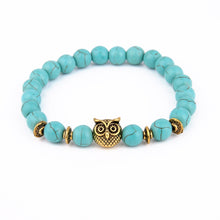 Load image into Gallery viewer, Volcanic Bracelet Owl Bracelet Gold Bracelet Lava Stone Bead Bracelets