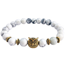 Load image into Gallery viewer, Volcanic Bracelet Owl Bracelet Gold Bracelet Lava Stone Bead Bracelets