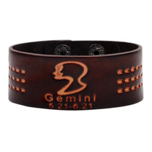 Load image into Gallery viewer, 12 Constellations Bracelet Brown Wide Leather