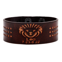 Load image into Gallery viewer, 12 Constellations Bracelet Brown Wide Leather