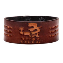 Load image into Gallery viewer, 12 Constellations Bracelet Brown Wide Leather