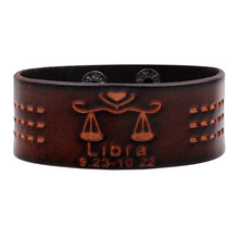 Load image into Gallery viewer, 12 Constellations Bracelet Brown Wide Leather