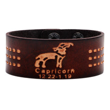 Load image into Gallery viewer, 12 Constellations Bracelet Brown Wide Leather