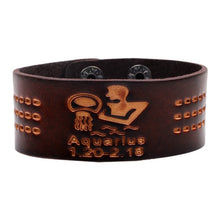 Load image into Gallery viewer, 12 Constellations Bracelet Brown Wide Leather