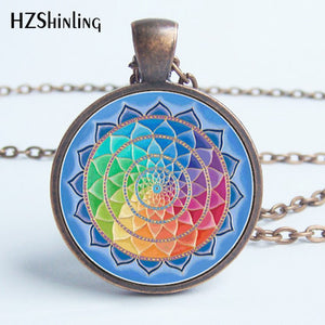 New henna yoga necklace om symbol Buddhism zen glass handmade