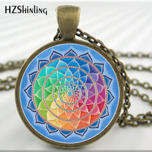 Load image into Gallery viewer, New henna yoga necklace om symbol Buddhism zen glass handmade