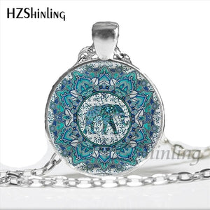 Faith Zen Healing Elephant Ganesha Glass Dome Mandala Necklace