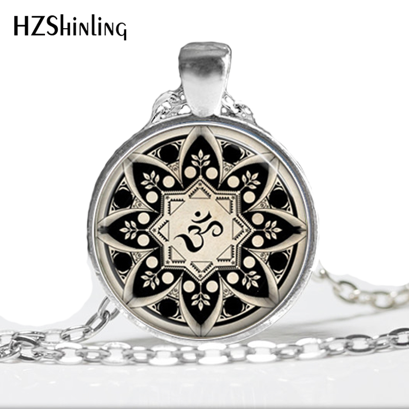 Glass Dome Yoga Om Necklace (Buddhism/Zen Meditation) Mandala