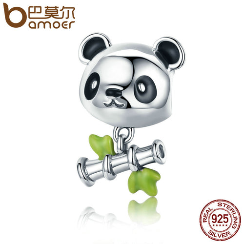 Sterling Silver Bamboo & Panda Animal Charm