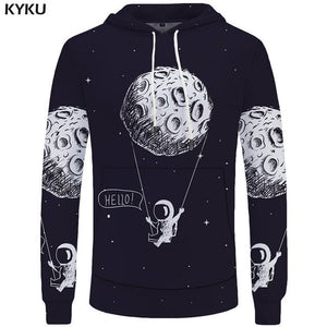 KYKU Brand Moon Sweatshirts Astronaut Funny Hoodie Landing On The Moon Hoodie Sweatshirt Men 3d Print Anime Mens Clothes