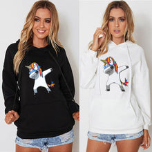 Load image into Gallery viewer, Women Long Sleeve Hooded Unicorn Pullover