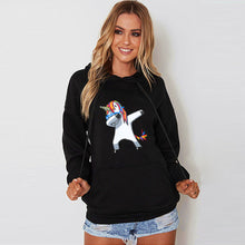 Load image into Gallery viewer, Women Long Sleeve Hooded Unicorn Pullover