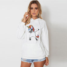 Load image into Gallery viewer, Women Long Sleeve Hooded Unicorn Pullover