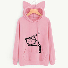 Load image into Gallery viewer, Womens Cat Long Sleeve Hoodie Sweatshirt Hooded Pullover