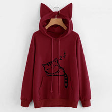 Load image into Gallery viewer, Womens Cat Long Sleeve Hoodie Sweatshirt Hooded Pullover