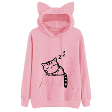 Load image into Gallery viewer, Womens Cat Long Sleeve Hoodie Sweatshirt Hooded Pullover