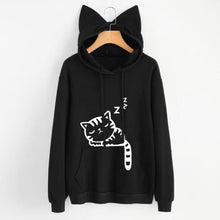 Load image into Gallery viewer, Womens Cat Long Sleeve Hoodie Sweatshirt Hooded Pullover