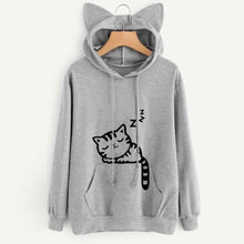 Load image into Gallery viewer, Womens Cat Long Sleeve Hoodie Sweatshirt Hooded Pullover