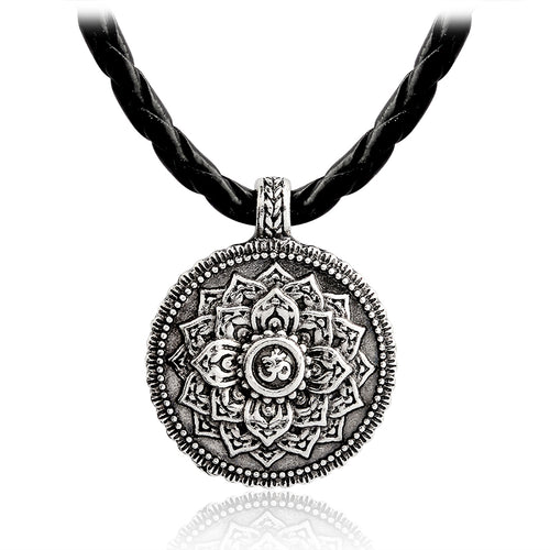 Flower of Life Yoga Chakra Mandala Pendant Ancient Silver Zen Buddhism