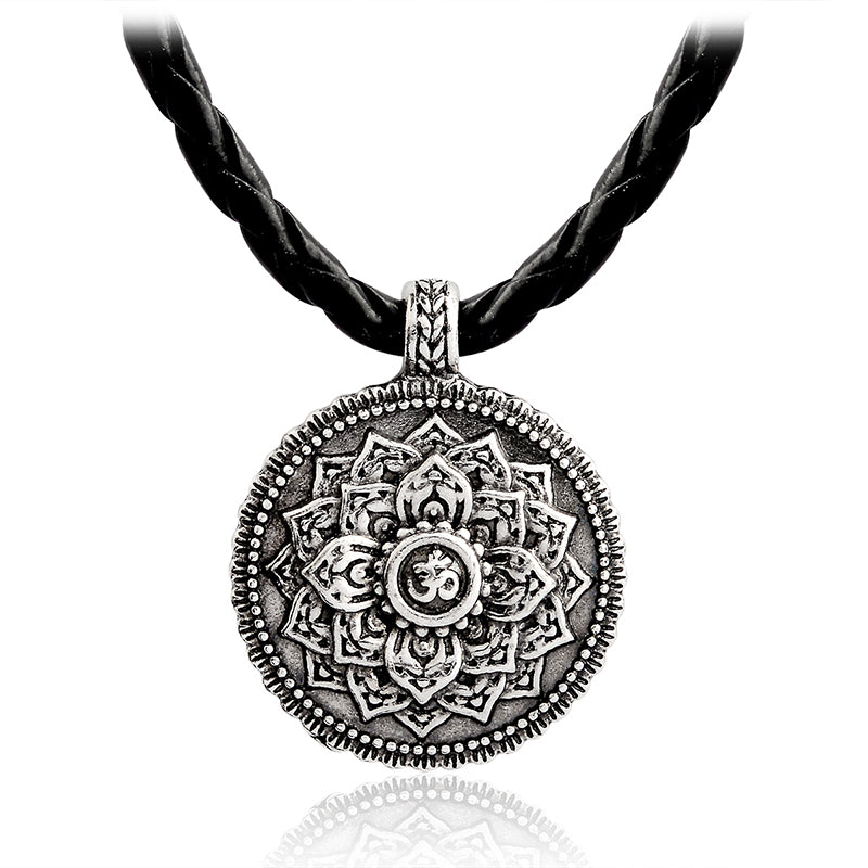 Flower of Life Yoga Chakra Mandala Pendant Ancient Silver Zen Buddhism