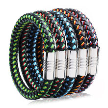 Load image into Gallery viewer, Genuine Braided Leather Rope Bracelets with Stainless Steel Clasps