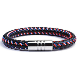 Genuine Braided Leather Rope Bracelets with Stainless Steel Clasps