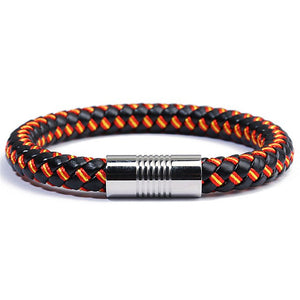 Genuine Braided Leather Rope Bracelets with Stainless Steel Clasps