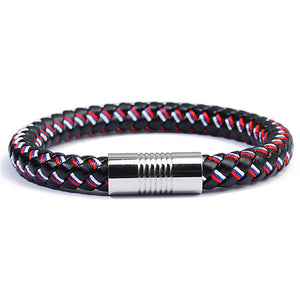 Genuine Braided Leather Rope Bracelets with Stainless Steel Clasps