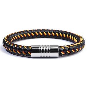 Genuine Braided Leather Rope Bracelets with Stainless Steel Clasps