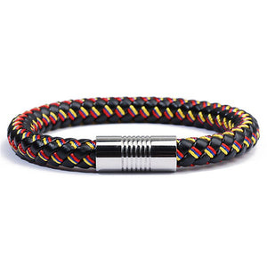 Genuine Braided Leather Rope Bracelets with Stainless Steel Clasps